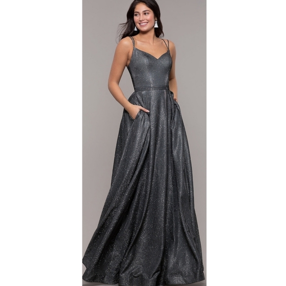 Metallic dark silver sparkly formal gown - Picture 1 of 2